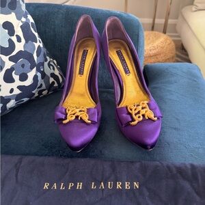 Ralph Lauren purple label satin heels 
snake removable